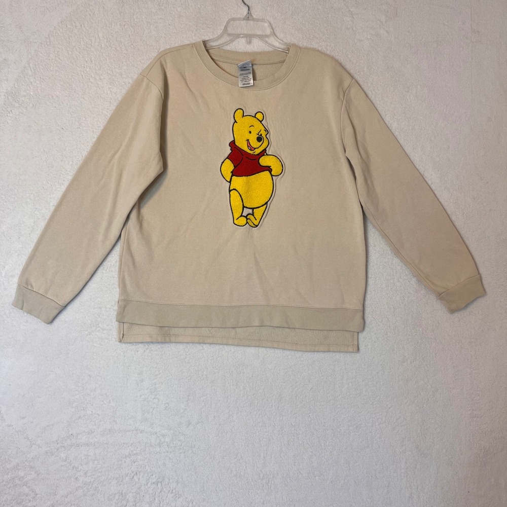 Disney Winnie the Pooh Ivory Chenille Patch Sweatshirt XL POSJ729-2L98